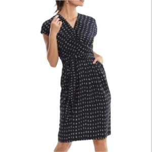 MM.LaFleur Black Midi Wrap Dress with White Dot Print